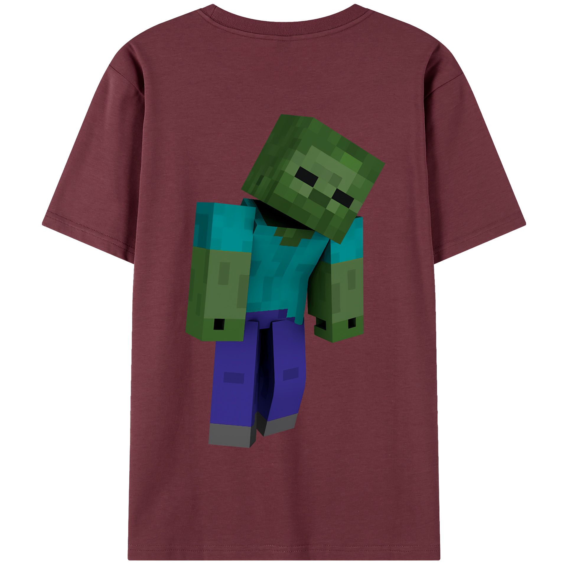 （画像用） マインクラフト ブロックの世界 Minecraft MC Block world 綿100％半袖Tシャツ（背面プリント）